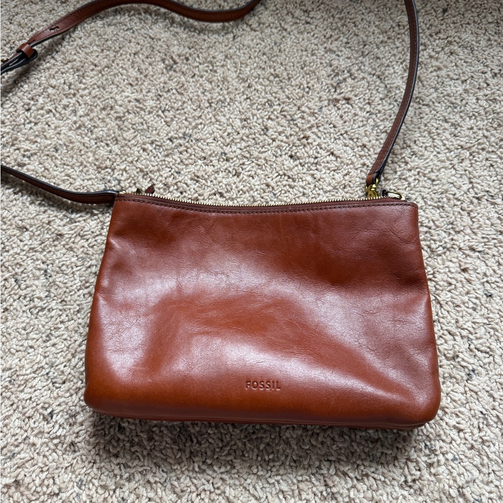 Fossil Brown Leather Crossbody Bag